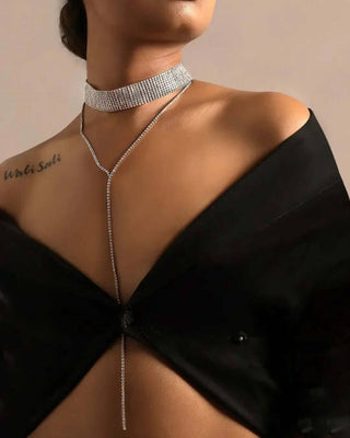 2 Piece Layered Rhinestone Choker Necklace