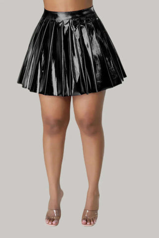 Shiny Metallic Pleated Tennis Skirt