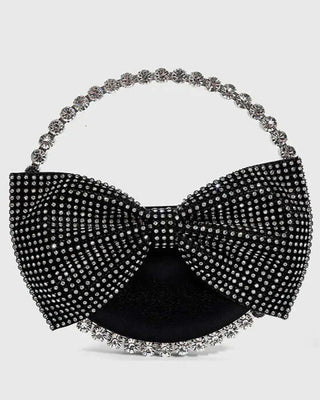 Crystal Top Handle Round Rhinestone Bowtie Clutch Bag