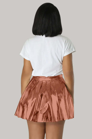 Shiny Metallic Pleated Tennis Skirt