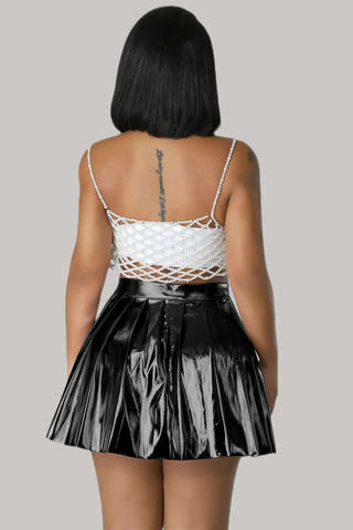 Shiny Metallic Pleated Tennis Skirt