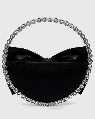 Diamond Top Handle Round Rhinestone Bow Clutch Bag