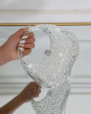 Clear Hard Shell Rhinestone Clutch Bag