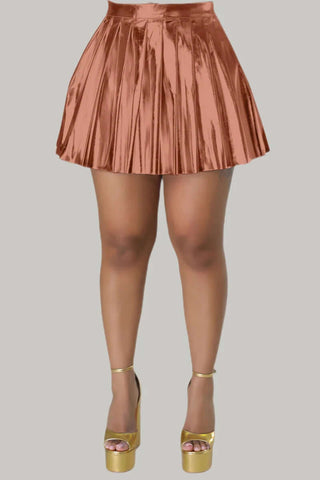 Shiny Metallic Pleated Tennis Skirt