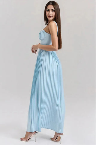 Sweetheart Pleated Maxi Flowy Strapless Dress