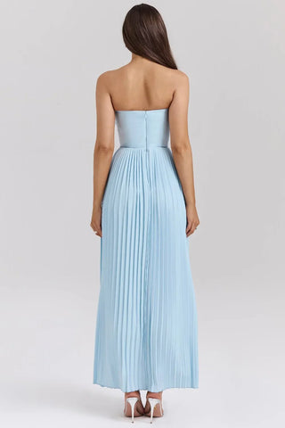 Sweetheart Pleated Maxi Flowy Strapless Dress