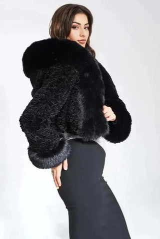 AMINA Hooded Faux Fur Coat