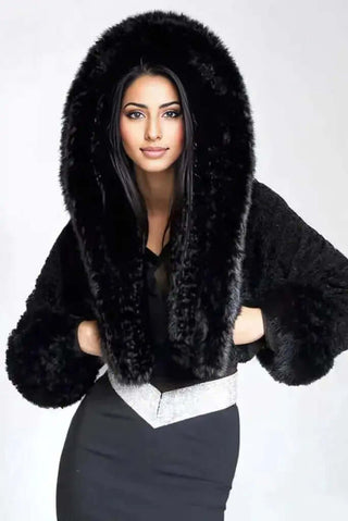 Super Soft Plush Hooded Cropped Faux Fur Jacket