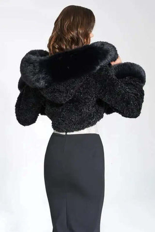 Super Soft Plush Hooded Cropped Faux Fur Jacket