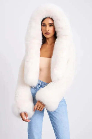 Super Soft Plush Hooded Cropped Faux Fur Jacket