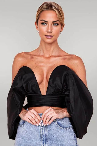 Backless Waterfall Steeves Off Shoulder Corset Top