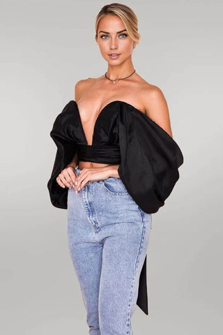 Backless Waterfall Steeves Off Shoulder Corset Top