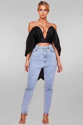 Backless Waterfall Steeves Off Shoulder Corset Top