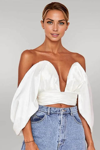 Backless Waterfall Steeves Off Shoulder Corset Top