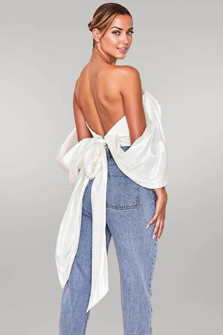 Backless Waterfall Steeves Off Shoulder Corset Top