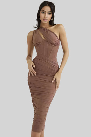 TIA Ruched Midi Dress