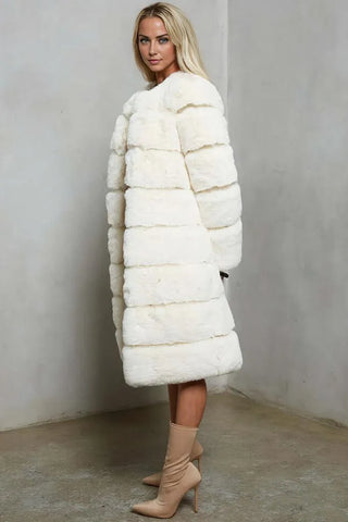 Plush Knee Length Oversize Faux Fur Winter Coat