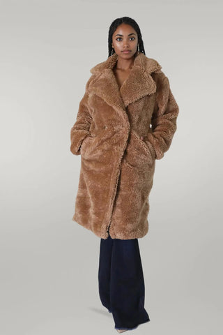 Plush Oversize Wide Lapel Faux Fur Teddy Coat