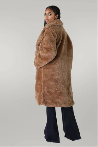 Plush Oversize Wide Lapel Faux Fur Teddy Coat