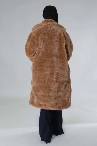 Plush Oversize Wide Lapel Faux Fur Teddy Coat