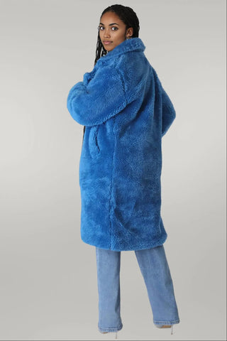 Plush Oversize Wide Lapel Faux Fur Teddy Coat