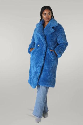 Plush Oversize Wide Lapel Faux Fur Teddy Coat