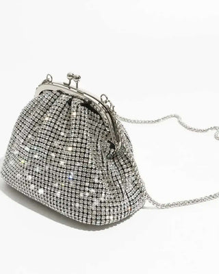 Top Handle Sparkly Rhinestone Clutch Bag