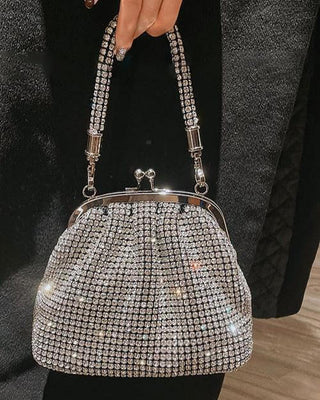 Top Handle Sparkly Rhinestone Clutch Bag