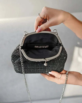 Top Handle Sparkly Rhinestone Clutch Bag