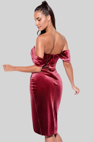 Asymmetrical Draped Off Shoulder Velvet Corset Dress